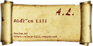 Alács Lili névjegykártya