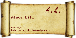Alács Lili névjegykártya